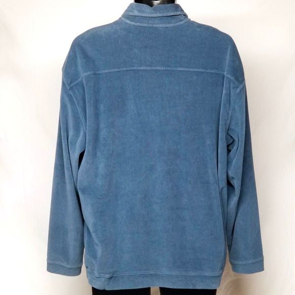 Tommy Bahama Relax Mens Sz Large 1/4 Zip Blue Velour Sweater Pullover Swordfish - Picture 2 of 4